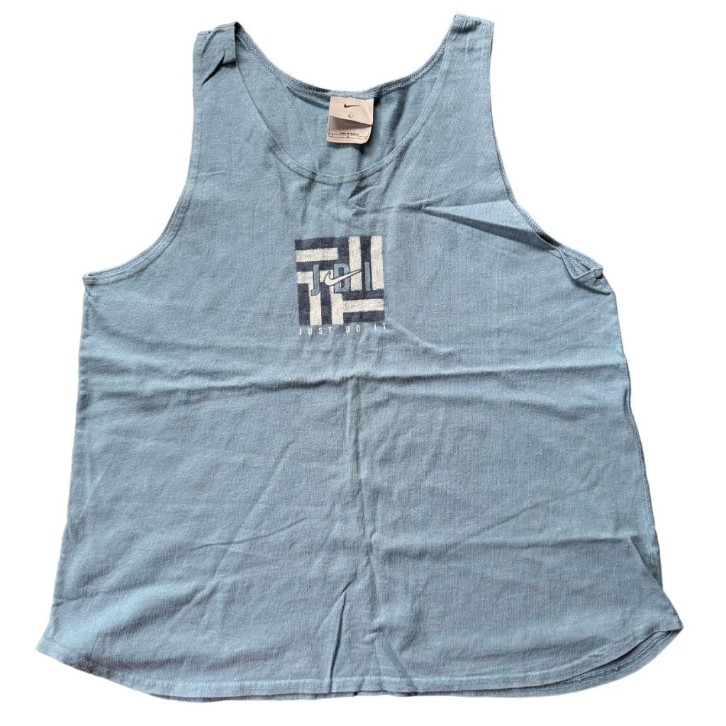 Nike Just Do It Light Blue Vtg Tank Top Shirt Cotton Men's Large | B1
